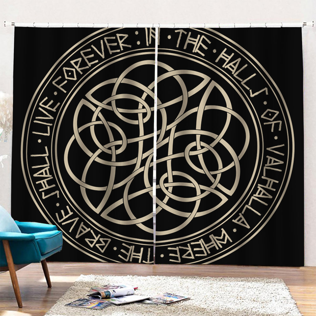 Scandinavian Viking Symbol Print Pencil Pleat Curtains