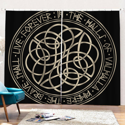 Scandinavian Viking Symbol Print Pencil Pleat Curtains