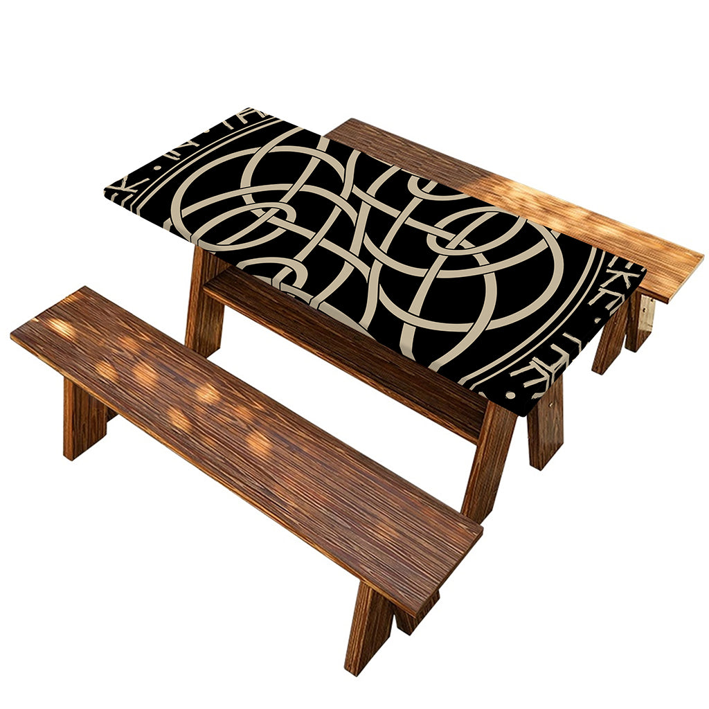 Scandinavian Viking Symbol Print Picnic Table Cover
