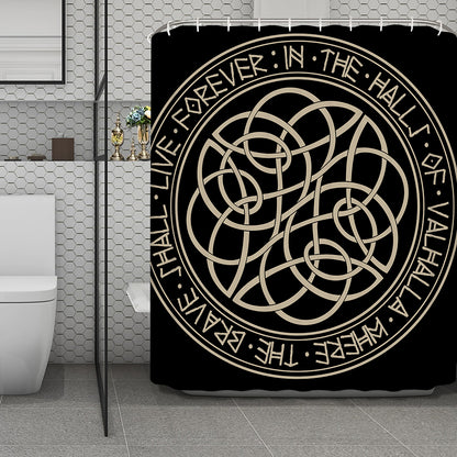 Scandinavian Viking Symbol Print Polyester Shower Curtain