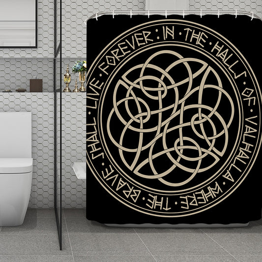 Scandinavian Viking Symbol Print Polyester Shower Curtain