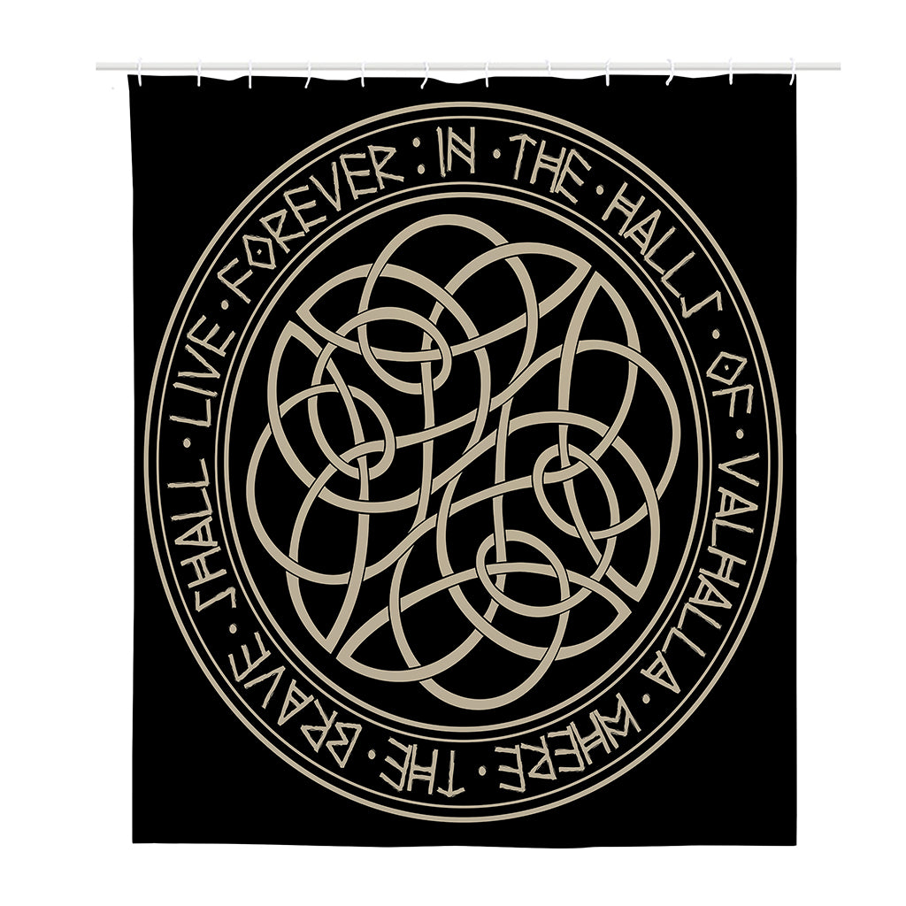 Scandinavian Viking Symbol Print Polyester Shower Curtain