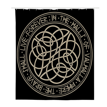 Scandinavian Viking Symbol Print Polyester Shower Curtain