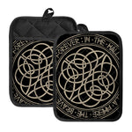 Scandinavian Viking Symbol Print Pot Holders With Pocket