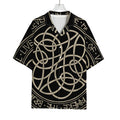 Scandinavian Viking Symbol Print Rayon Hawaiian Shirt