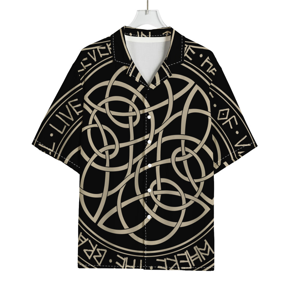 Scandinavian Viking Symbol Print Rayon Hawaiian Shirt
