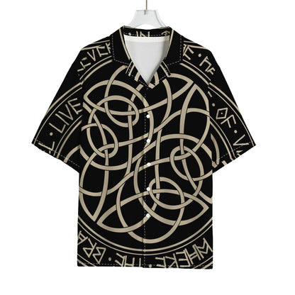 Scandinavian Viking Symbol Print Rayon Hawaiian Shirt