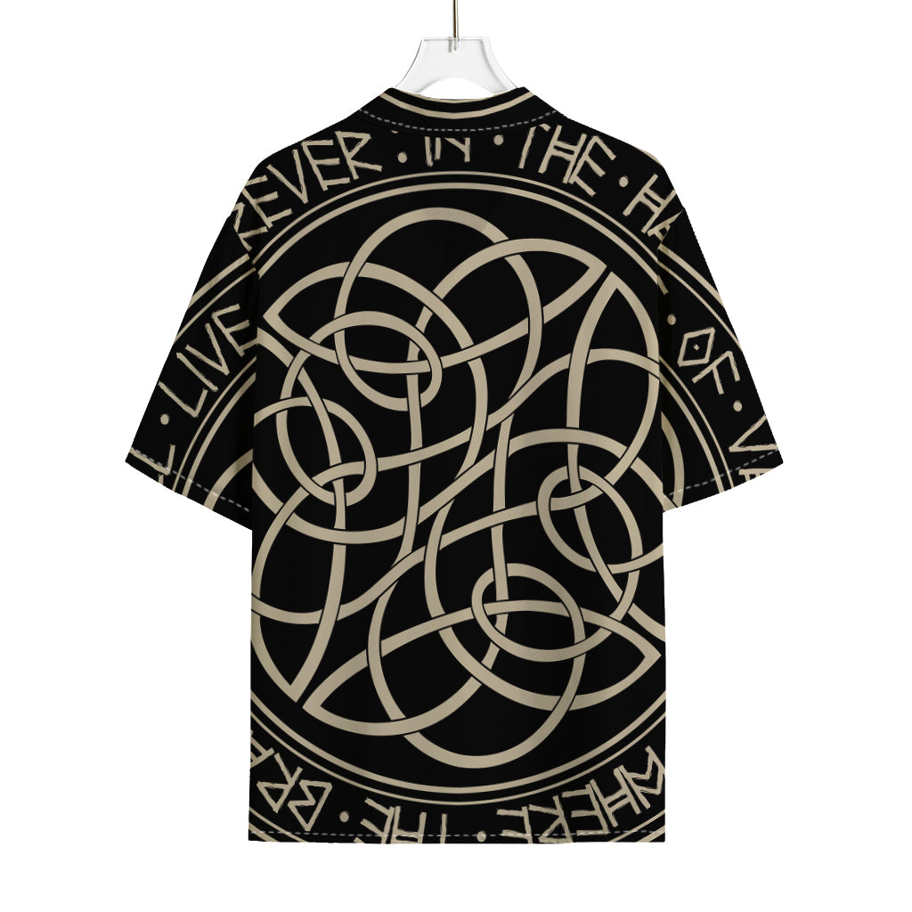 Scandinavian Viking Symbol Print Rayon Hawaiian Shirt