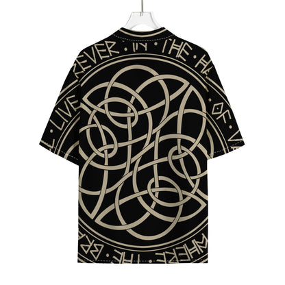 Scandinavian Viking Symbol Print Rayon Hawaiian Shirt