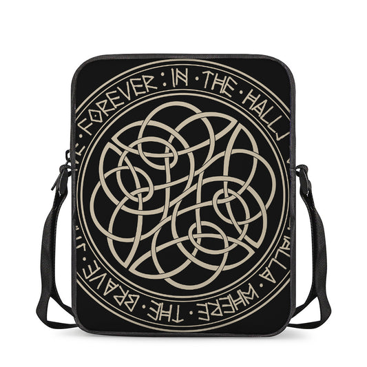 Scandinavian Viking Symbol Print Rectangular Crossbody Bag