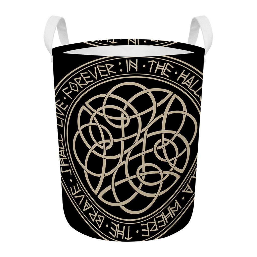 Scandinavian Viking Symbol Print Round Laundry Basket