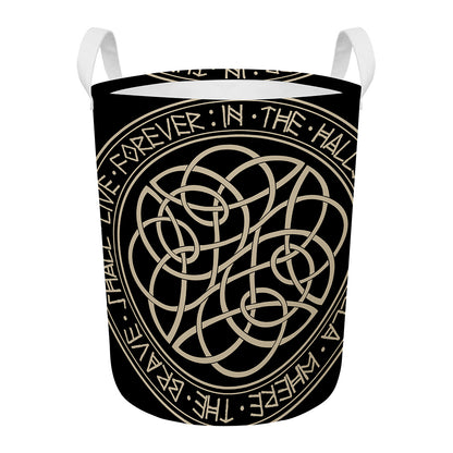 Scandinavian Viking Symbol Print Round Laundry Basket