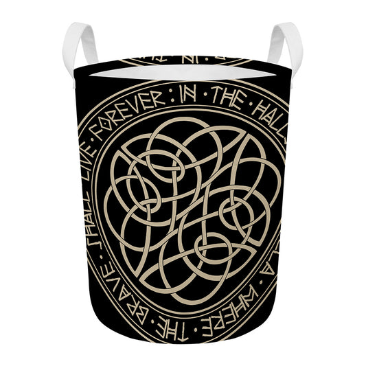 Scandinavian Viking Symbol Print Round Laundry Basket