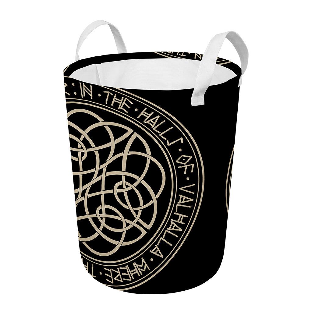 Scandinavian Viking Symbol Print Round Laundry Basket