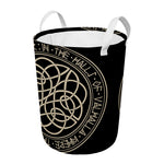 Scandinavian Viking Symbol Print Round Laundry Basket