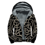Scandinavian Viking Symbol Print Sherpa Lined Zip Up Hoodie