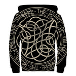 Scandinavian Viking Symbol Print Sherpa Lined Zip Up Hoodie