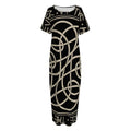 Scandinavian Viking Symbol Print Short Sleeve Long Nightdress