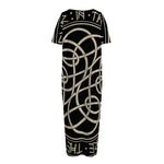 Scandinavian Viking Symbol Print Short Sleeve Long Nightdress