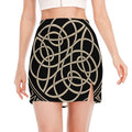 Scandinavian Viking Symbol Print Side Slit Mini Skirt