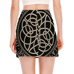 Scandinavian Viking Symbol Print Side Slit Mini Skirt