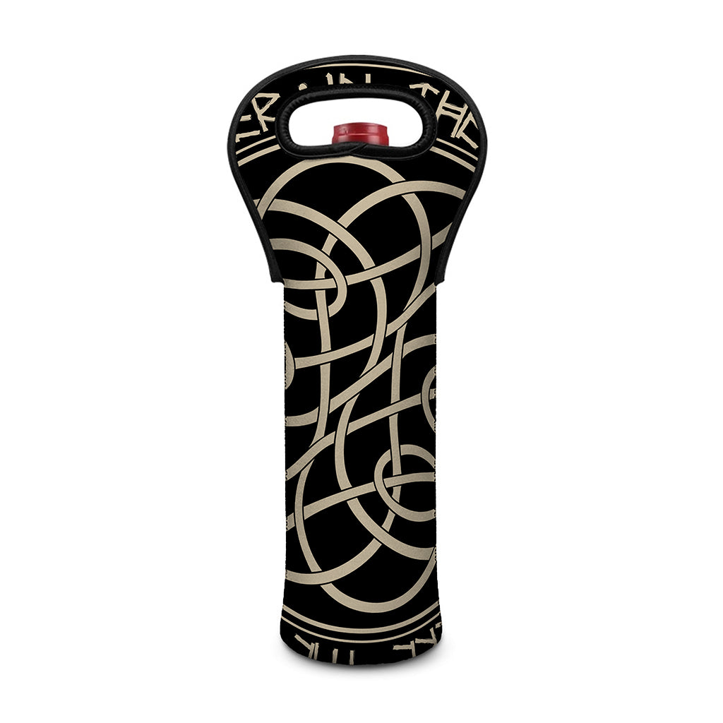 Scandinavian Viking Symbol Print Single Neoprene Wine Tote
