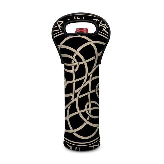 Scandinavian Viking Symbol Print Single Neoprene Wine Tote