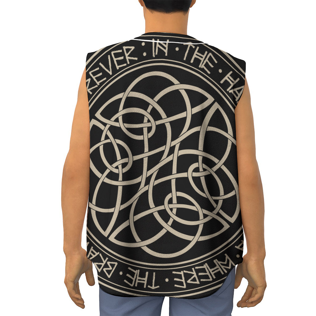 Scandinavian Viking Symbol Print Sleeveless Baseball Jersey