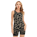 Scandinavian Viking Symbol Print Sleeveless One Piece Swimsuit