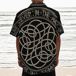 Scandinavian Viking Symbol Print Textured Short Sleeve Shirt