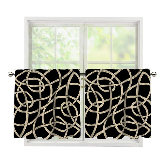 Scandinavian Viking Symbol Print Tier Curtains