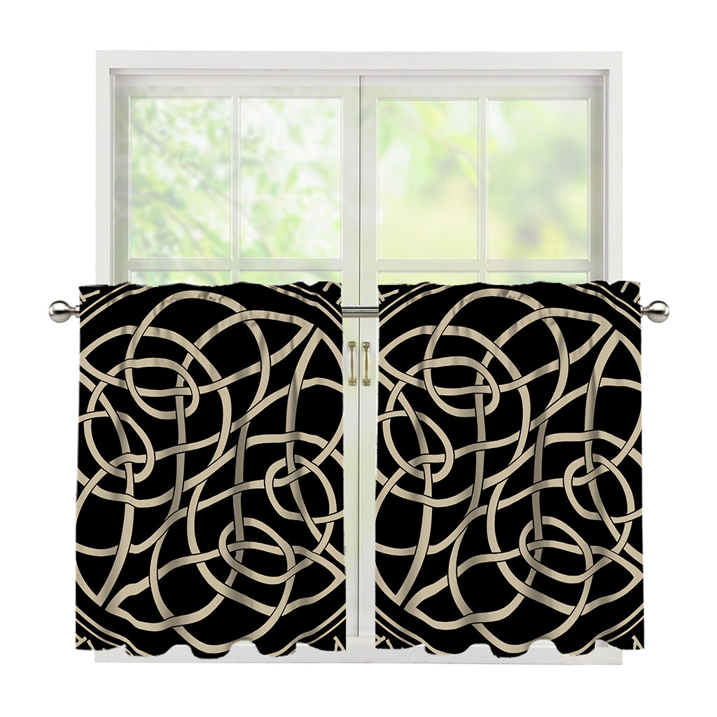 Scandinavian Viking Symbol Print Tier Curtains