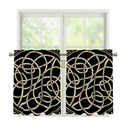 Scandinavian Viking Symbol Print Tier Curtains
