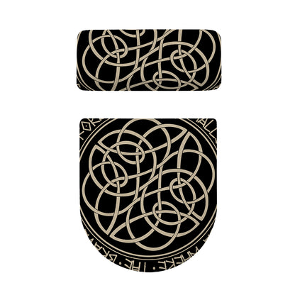 Scandinavian Viking Symbol Print Toilet Lid And Tank Cover Set
