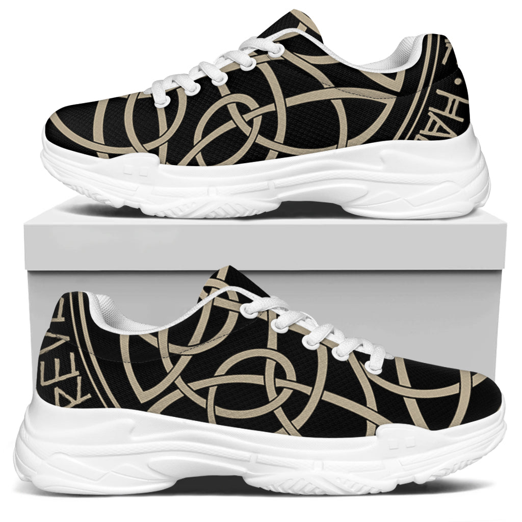Scandinavian Viking Symbol Print White Chunky Shoes