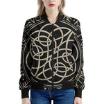 Scandinavian Viking Symbol Print Women's Bomber Jacket