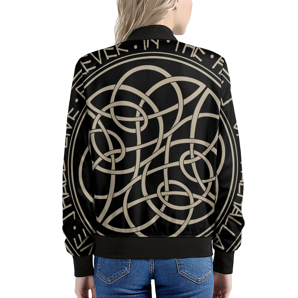 Scandinavian Viking Symbol Print Women's Bomber Jacket