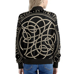 Scandinavian Viking Symbol Print Women's Bomber Jacket