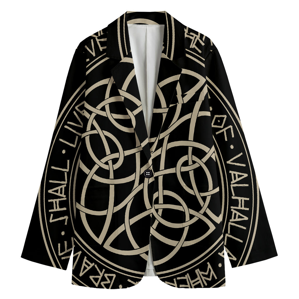 Scandinavian Viking Symbol Print Women's Cotton Blazer