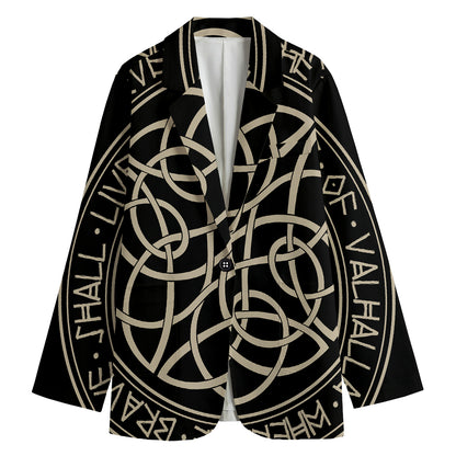 Scandinavian Viking Symbol Print Women's Cotton Blazer