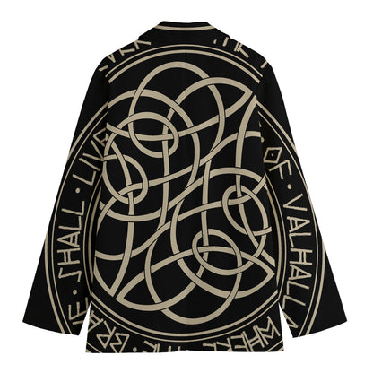 Scandinavian Viking Symbol Print Women's Cotton Blazer
