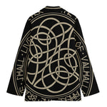 Scandinavian Viking Symbol Print Women's Cotton Blazer