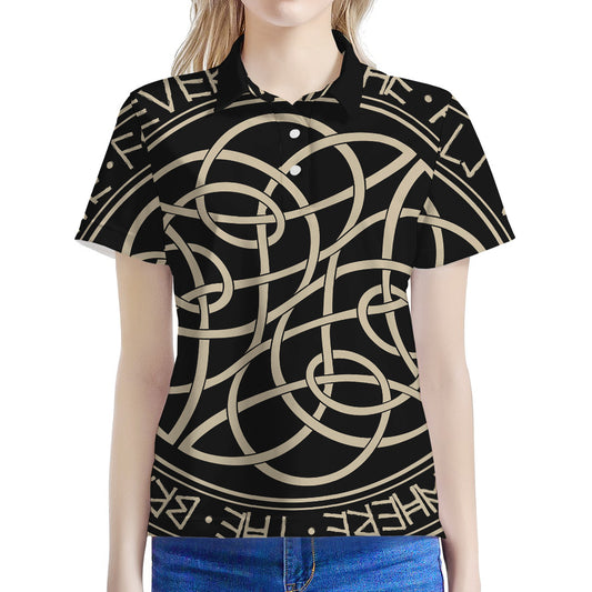 Scandinavian Viking Symbol Print Women's Polo Shirt