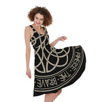 Scandinavian Viking Symbol Print Women's Sleeveless Dress