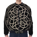 Scandinavian Viking Symbol Print Zip Sleeve Bomber Jacket