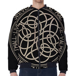 Scandinavian Viking Symbol Print Zip Sleeve Bomber Jacket
