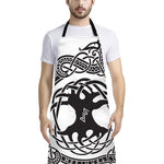 Scandinavian Yggdrasil Print Bib Apron With Pocket