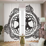 Scandinavian Yggdrasil Print Blackout Pencil Pleat Curtains