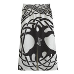 Scandinavian Yggdrasil Print Cotton Front Slit Maxi Skirt