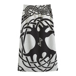Scandinavian Yggdrasil Print Cotton Front Slit Maxi Skirt